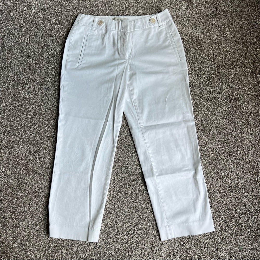 Loft White Cropped‎ Julie Pants, Size 0